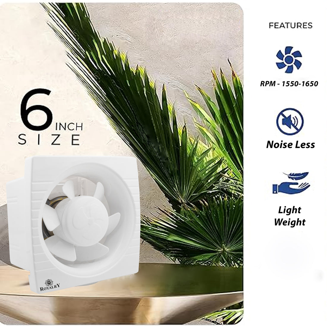 Efficient 6 Inch White Ventilation Fan with Powerful Airflow, Durable Construction, Low Noise Operation, and Easy Installation for Bathrooms and Kitchens