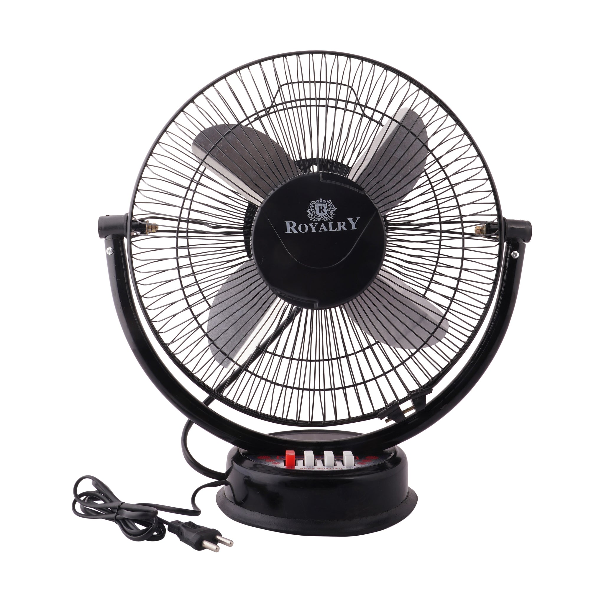 ROYALRY Table Fan / All_ Purpose fan - METAL BODY / 12 inch / 1 Year Warranty/Very High Speed/Copper Winding/Plastic Blade (Black)