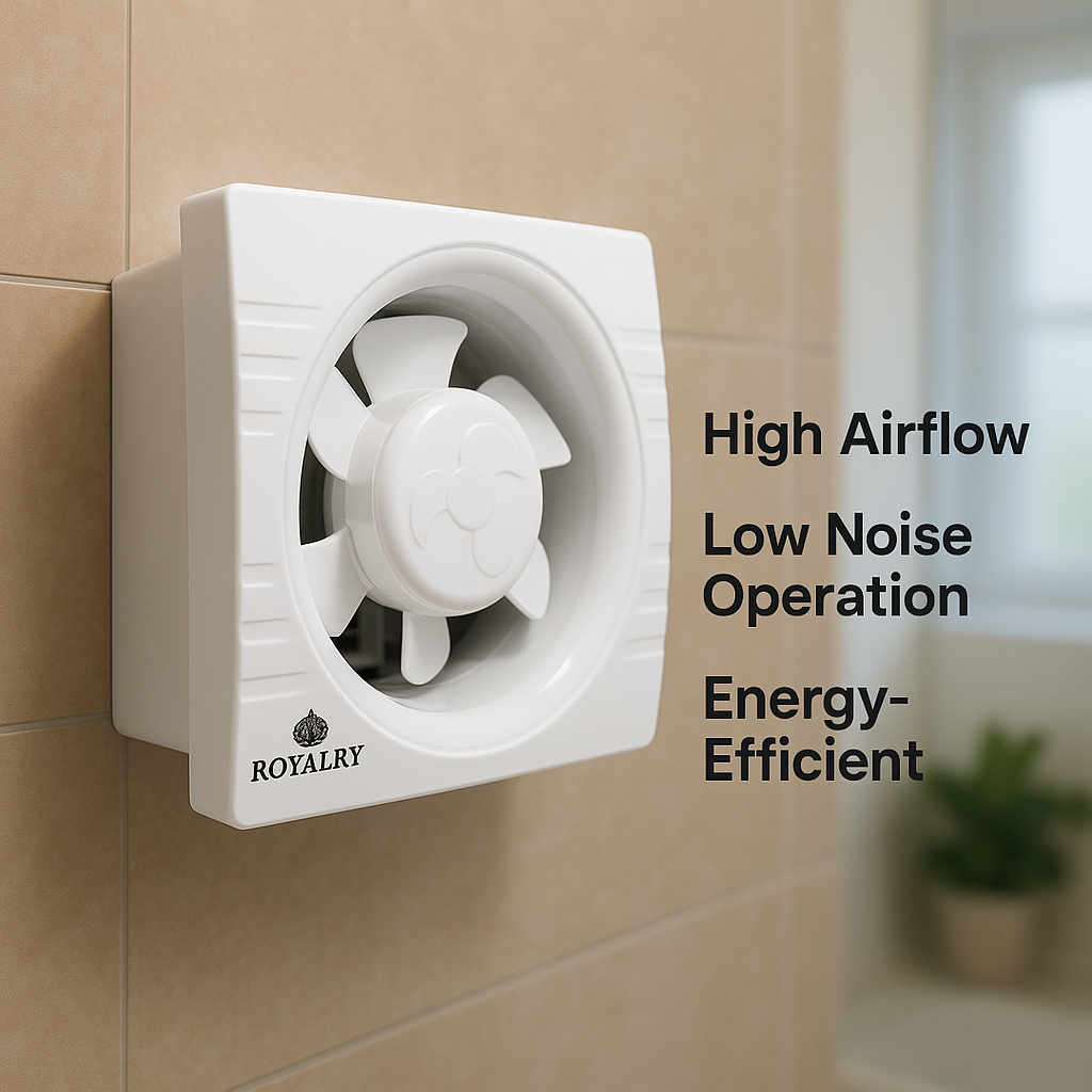 Royalry 8-Inch White Ventilation Fan – High-Speed Motor, Powerful Airflow & Low-Noise Operation for Kitchens, Bathrooms & Offices