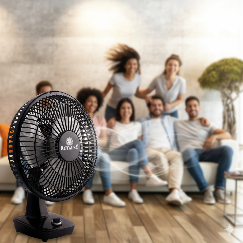 Royalry 12-Inch Wall Cum Table Fan – Dual Mount Cooling Fan with High-Speed Copper Motor, Adjustable Tilt, Energy Efficient – Ideal for Home, Kitchen & Office Use