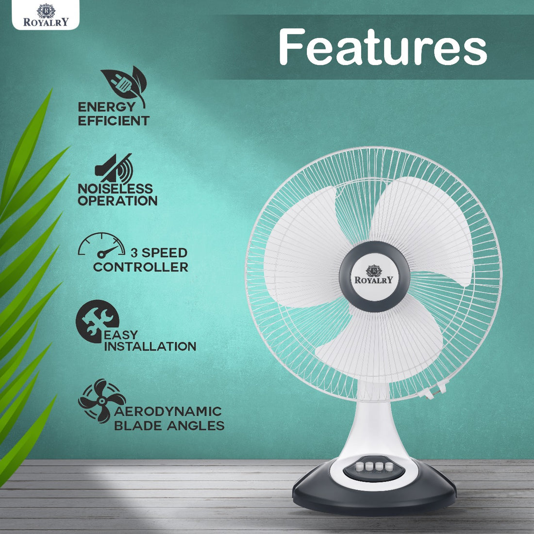Royalry 16-Inch High-Speed Table Fan – Double Dori, Powerful Cooling
